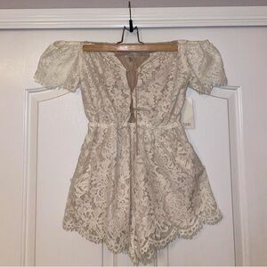 Cream Lace Romper